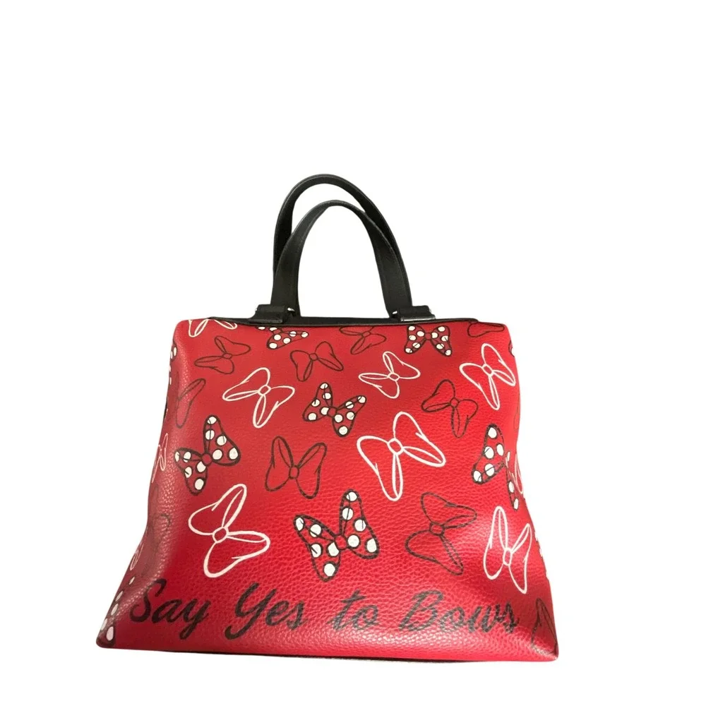 Disney Handbag Women OS Red Minnie Mouse Say Yes to Bows Satchel Faux Leather
